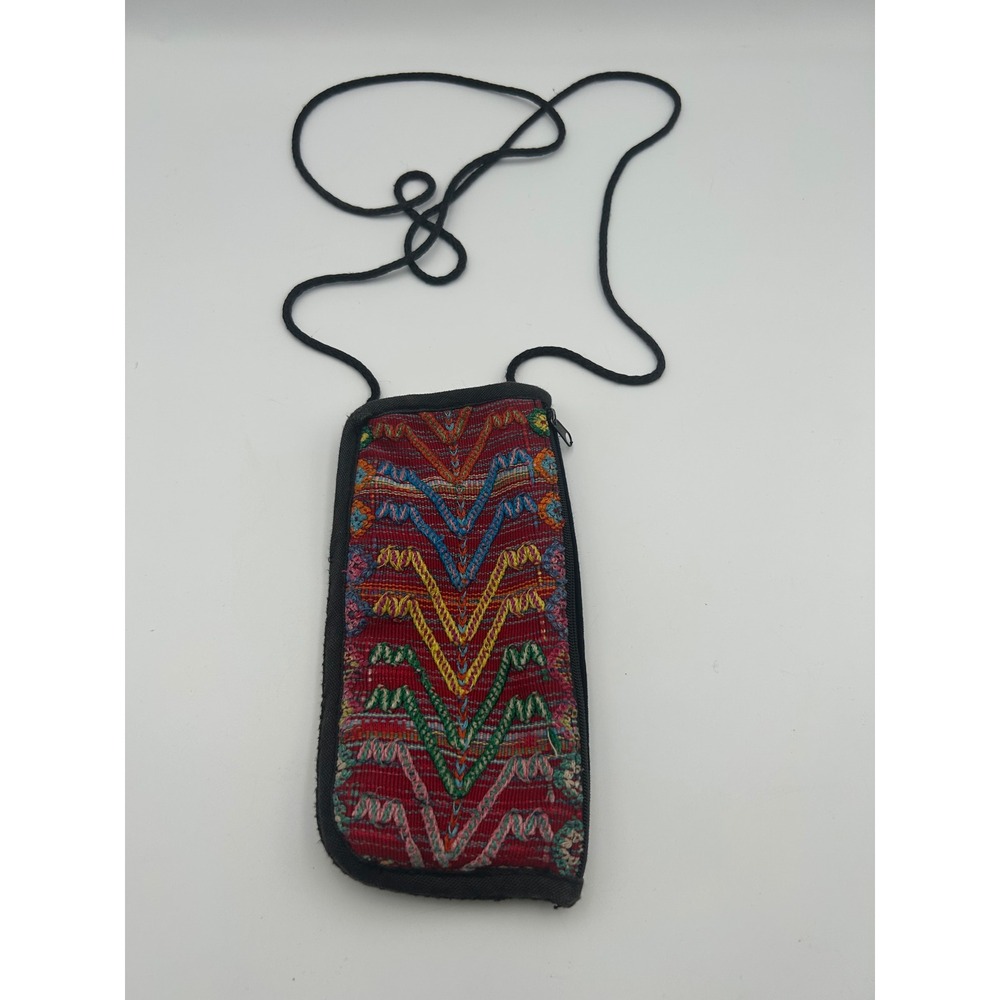 Boho Woven Chevron Crossbody Phone Pouch Multicolor Geometric Travel Bag